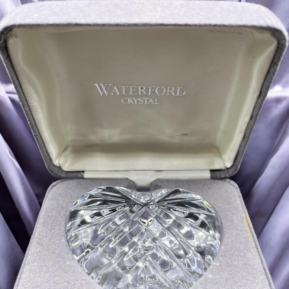Waterford Crystal Heartshaped Crystal Heart Paperweight Cut Glass